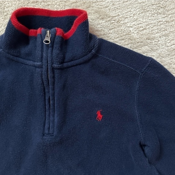 Polo Ralph Lauren Boys French-Rib Pullover Quarter Zip Pony Logo Sweater Sz 5 - Picture 5 of 8